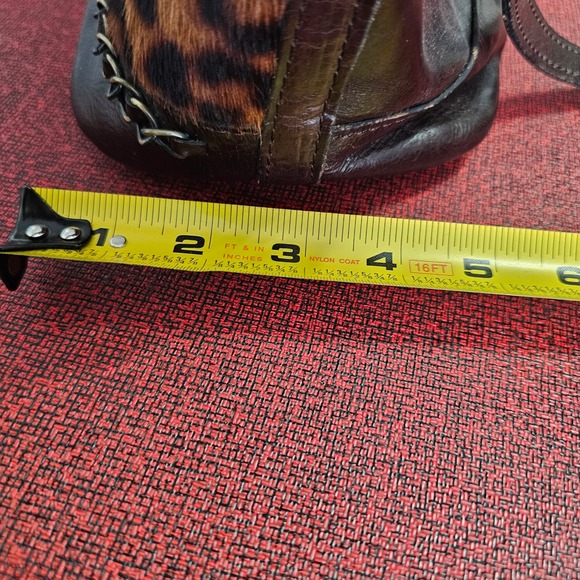 Patricia Nash Calf Hair Leather Bucket Bag Leopard Brown Crossbody Drawstring - Picture 15 of 16